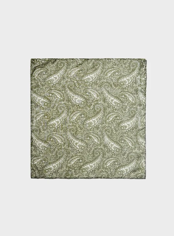 Eco-friendly Italian Tencel Biodegradable Green Paisley Hankie