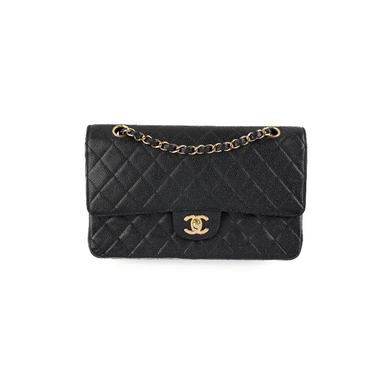 ITEM 17 - Chanel Vintage Classic Medium/Large Black Caviar 24K Gold