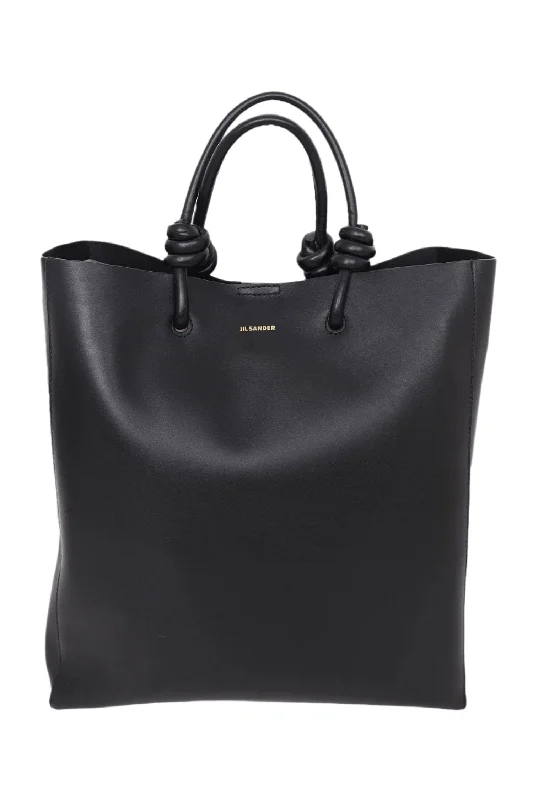 Jil Sander Black Giro Leather Tote Bag with Strap