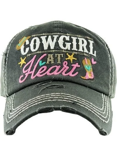 KBV1335 "Cowgirl at Heart" Vintage Washed Baseball Cap