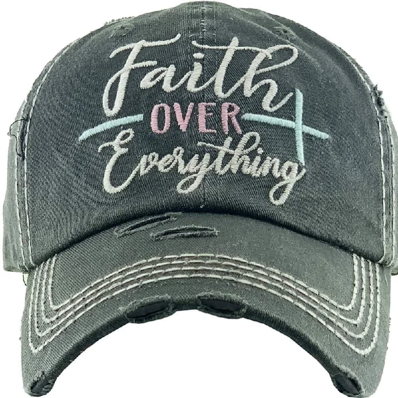 KBV1343 "Faith Over Everything" Vintage Washed Ball Cap