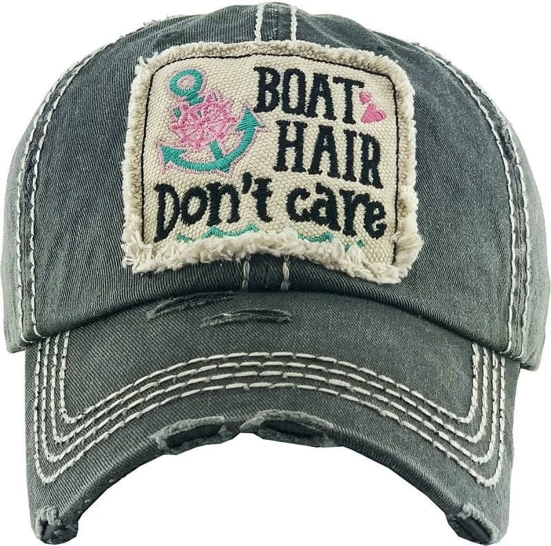 KBV1356 "Boat Hair Don't Care" Vintage Washed Baseball Cap