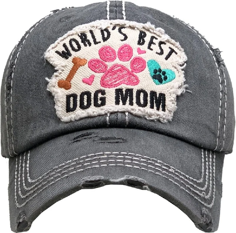 KBV1362 "World's Best Dog Mom" Vintage Washed Baseball Cap