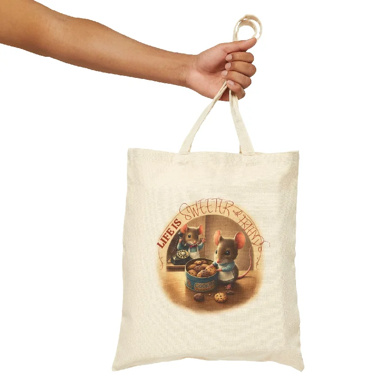 Life is sweeter with friends Cotton Canvas Tote Bag - EmpressKorea