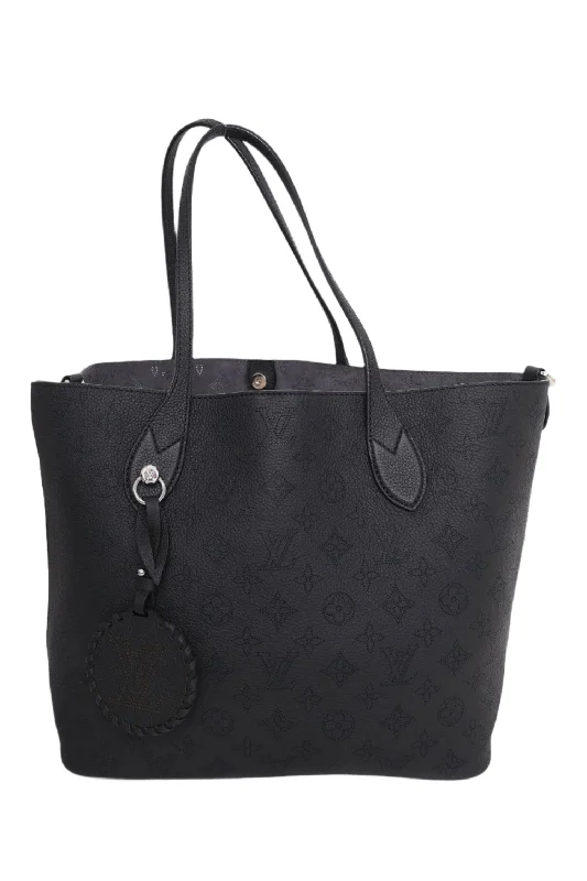 Louis Vuitton Black Leather Mahina Blossom MM Tote with Pouch