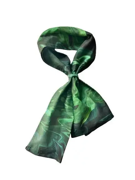 Sustainable Love Hero Scarf in Green Swirl Print