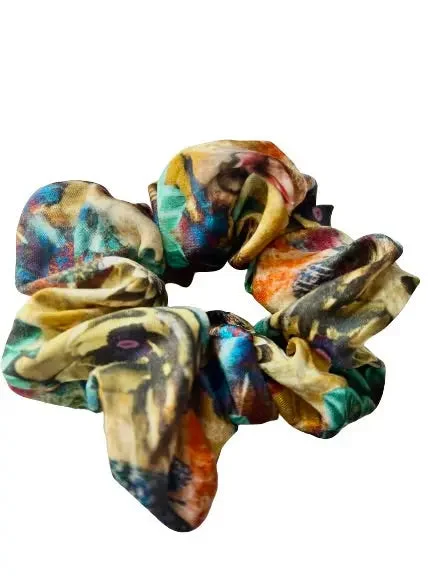 Sustainable Love Hero Scrunchie in Dark Nature Silk Print