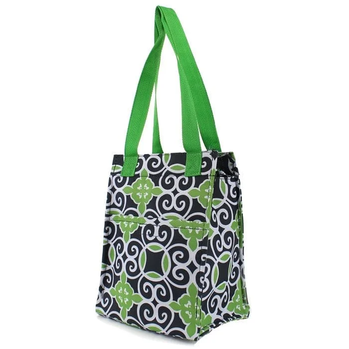 LT11-1505 Green Swirl Print Lunch Tote Bag