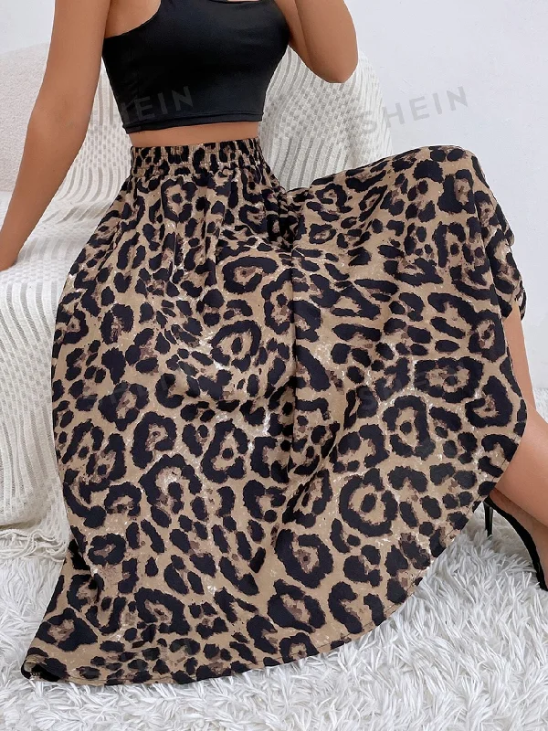 LUNE Leopard Print High Waist Skirt