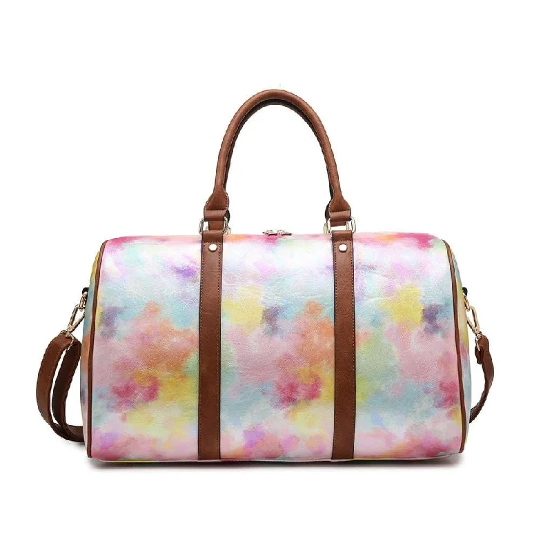 M1989 Shimmer Tie-Dye Printed Leather Round Printed Duffel Bag