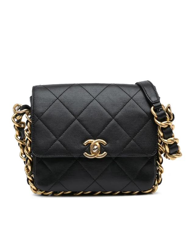 Small Quilted Leather Chain Flap Crossbody Bag