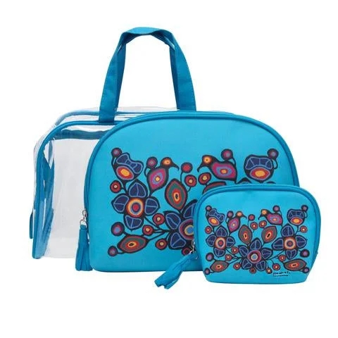 Native Fashion 3pc Cosmetic Bag Set - Flowers and Birds (6165)