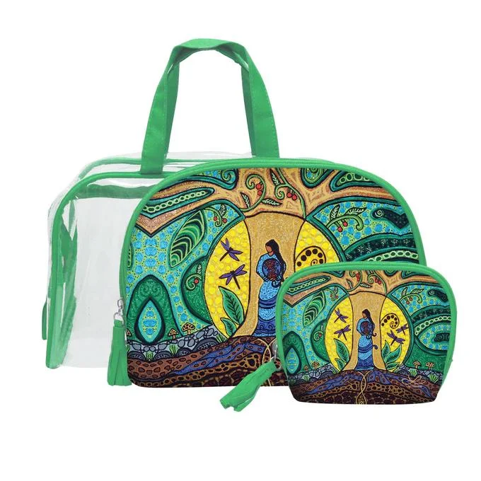 Native Fashion 3pc Cosmetic Bag Set - Strong Earth Woman (6174)