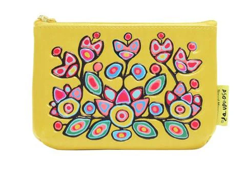 Native Fashion Coin Purse - Floral On Yellow (2073)