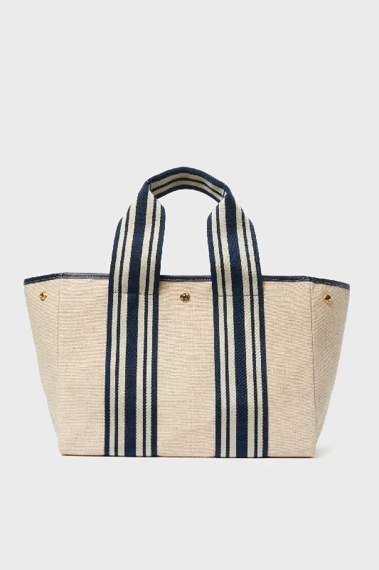 Navy Traversee M Linen Tote