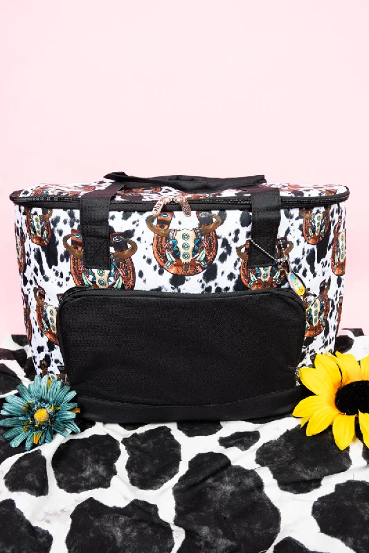 Corpus Christi Cow and Black Cooler Tote with Lid