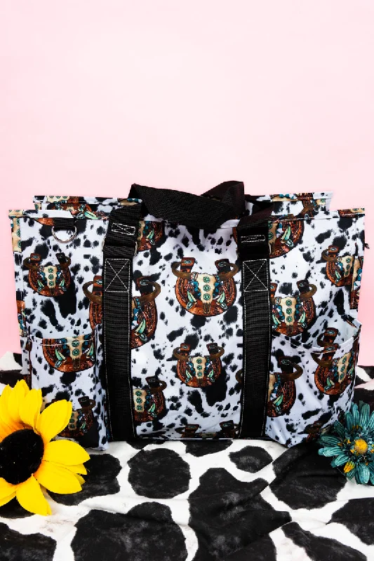 Corpus Christi Cow with Black Trim Large Organizer Tote