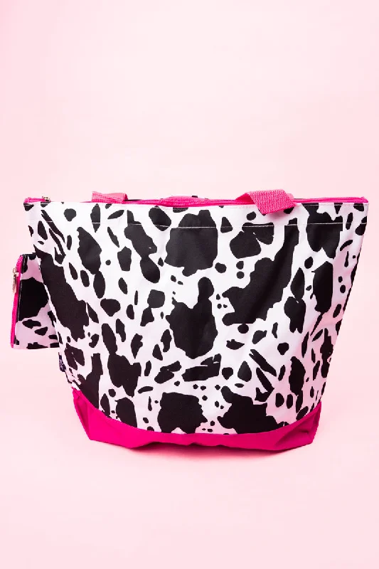 Deja Moo with Hot Pink Trim with Hot Pink Trim Tote Bag