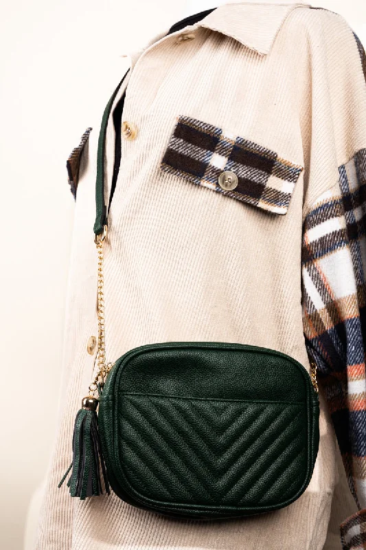 Green Faux Leather Elly Crossbody