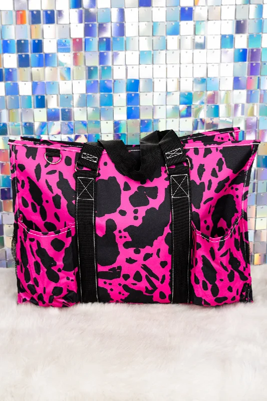 Hot Pink Milkin' It with Black Trim Large Organizer Tote