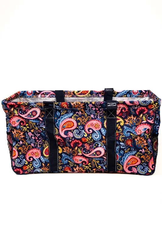 Paisley Pizzazz Collapsible Haul-It-All Basket with Mesh Pockets