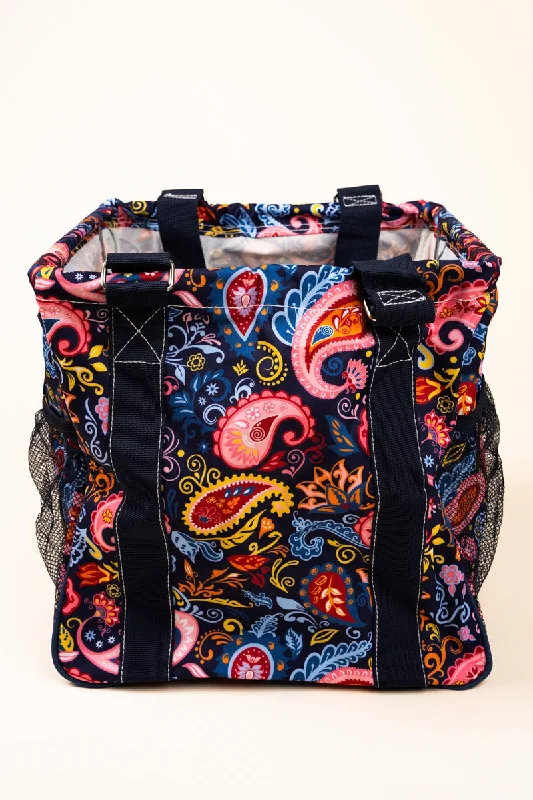 Paisley Pizzazz Mini Collapsible Haul-It-All Basket with Mesh Pockets