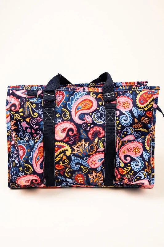 Paisley Pizzazz Utility Tote with Navy Trim