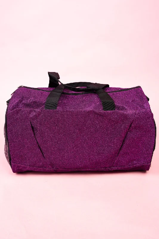 Purple Glitz & Glam Duffle Bag with Shoe Compartment