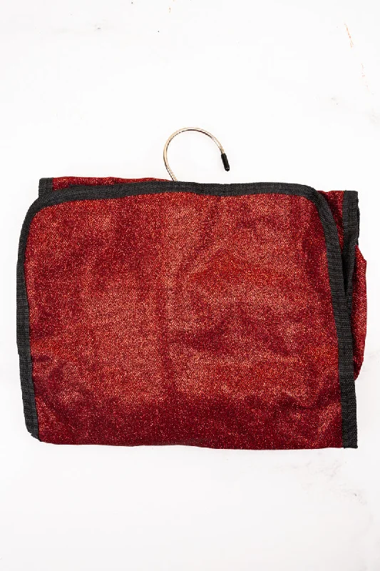 Red Glitz & Glam Roll Up Cosmetic Bag