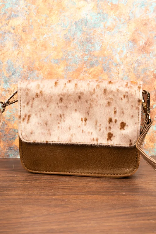 Square Deal Becky Cow Taupe Brown Clutch