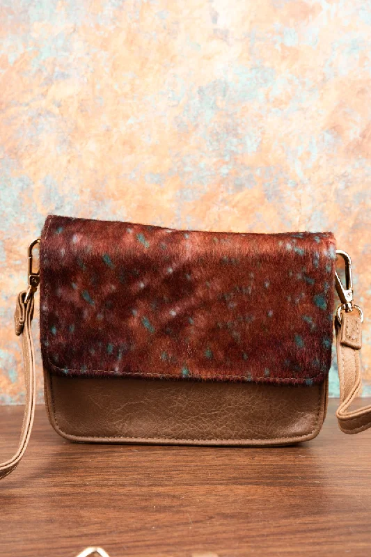 Square Deal Tanner Cow Taupe Brown Clutch