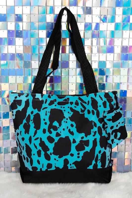 Turquoise Milkin' It with Black Trim Tote Bag