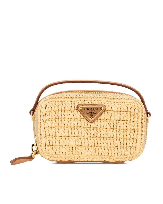 Mini Crochet Satchel with Leather Trim and Detachable Strap