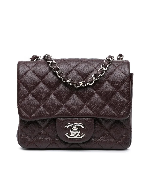 Mini Square Classic Caviar Leather Single Flap Crossbody Bag