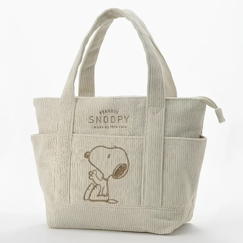 Peanuts Snoopy Corduroy Tote Bag - I Woke Up This Cute (4 Colors)