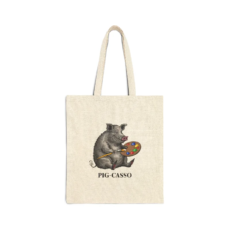 PIG-CASSO Cotton Canvas Tote Bag - EmpressKorea