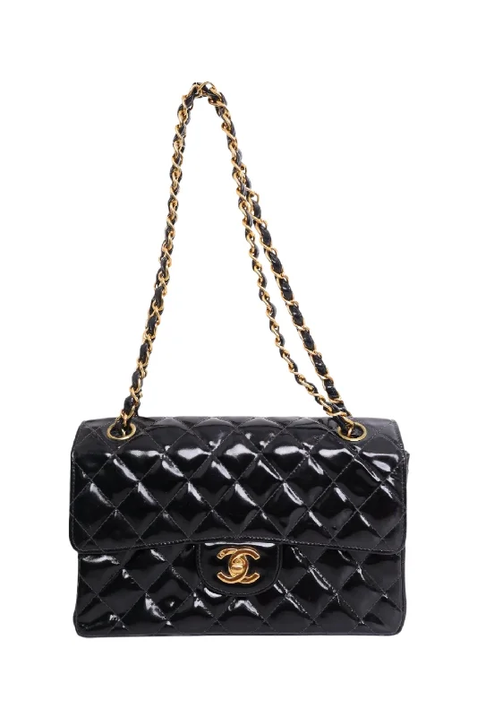 Pre-Loved Chanel™  1996-97 Black Quilted Patent Double Sided Flap Bag