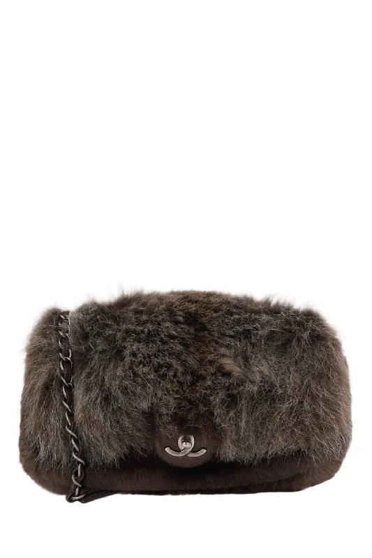 Pre-Loved™ Chanel 2013-14 Brown Fur CC Flap Bag