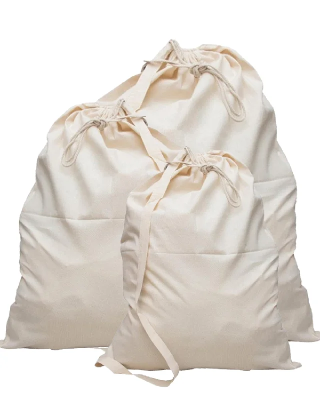 Premium Cotton Laundry Bags W/Shoulder Strap (Small-Medium-Large)