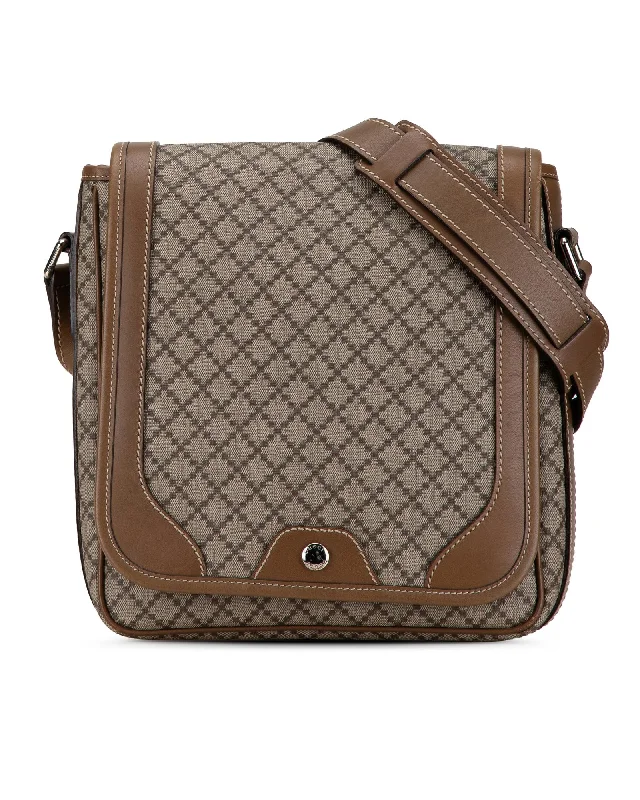 Diamante Coated Canvas Crossbody Bag with Leather Trim