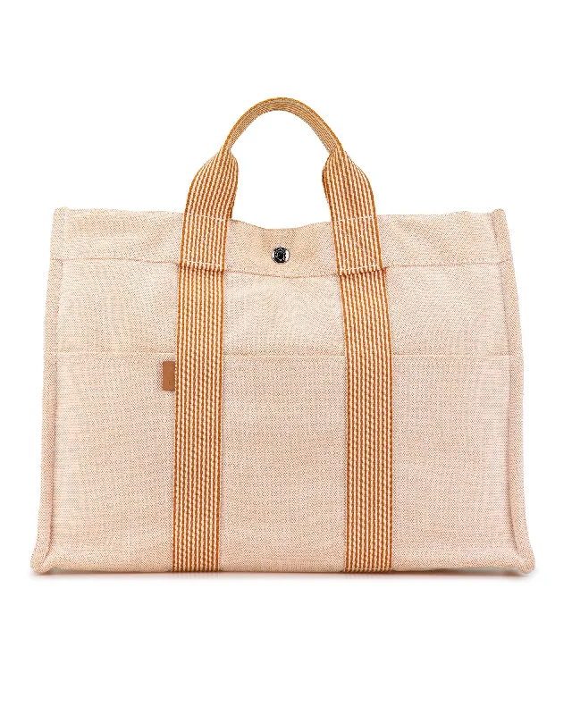 Canvas Tote with Snap Closure and Multiple Pockets