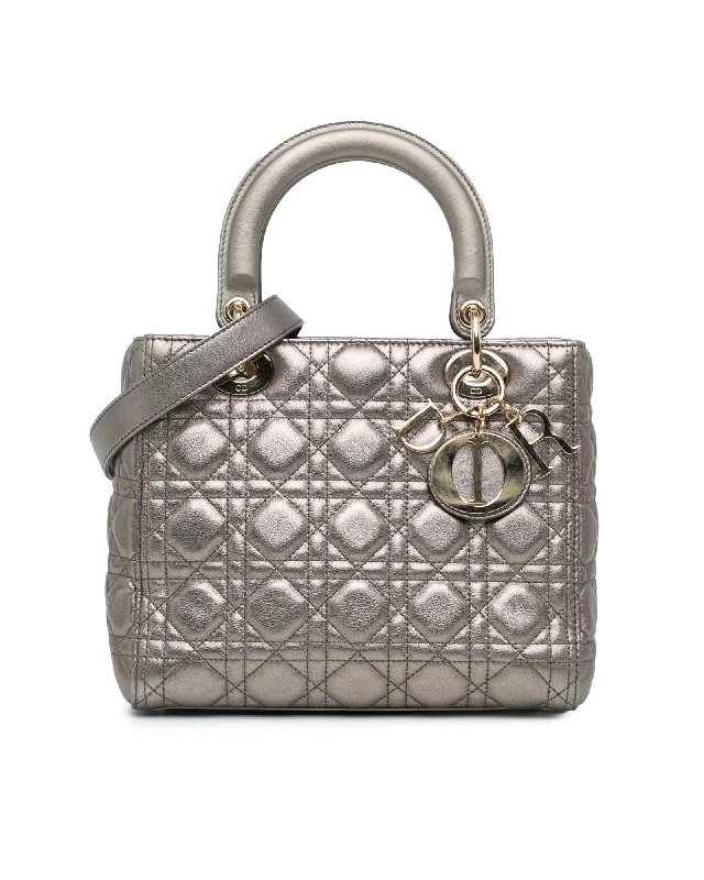 Quilted Lambskin Leather Tote with Detachable Strap