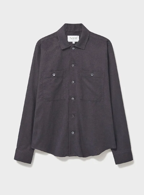 Recycled Italian Chocolate Flannel Double Pocket Overshirt