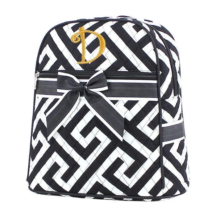 MA401 Quilted Maze Print Zippered Backpack