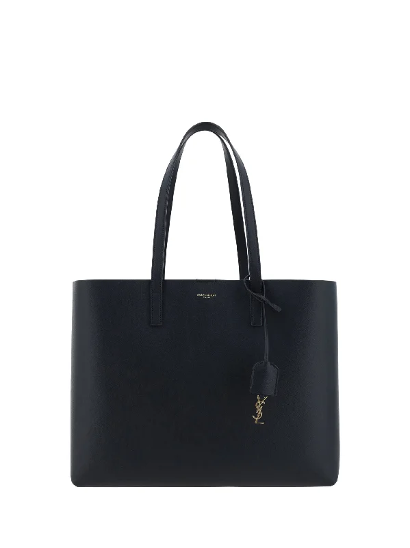 Saint Laurent Black Calf Leather Tote Shoulder Bag