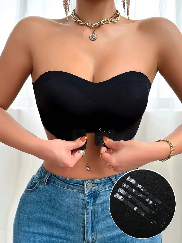 Sexy Push Up Strapless Bra, Crossover Front Closure