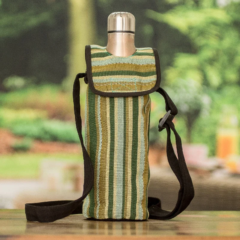 Striped Cotton Bottle Carrier Hand-Woven in Guatemala - Faraway Lands