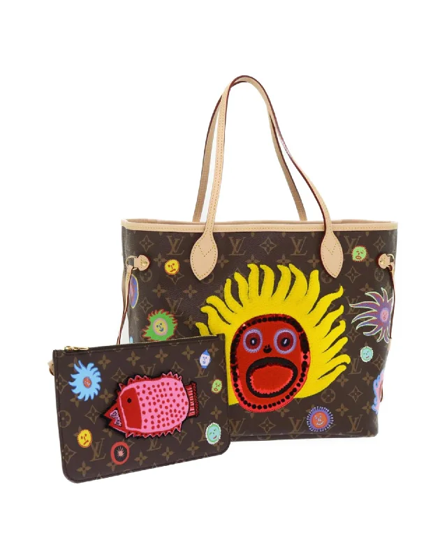 Yayoi Kusama Neverfull MM Tote Bag M46447 LV Auth