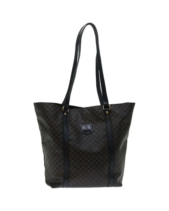 Black Macadam Canvas Tote Bag with PVC Leather Trim - Authentic CELINE