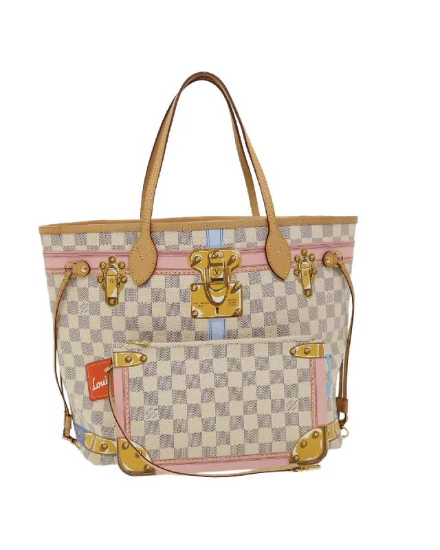 Damier Azur Canvas Neverfull MM Hand Bag